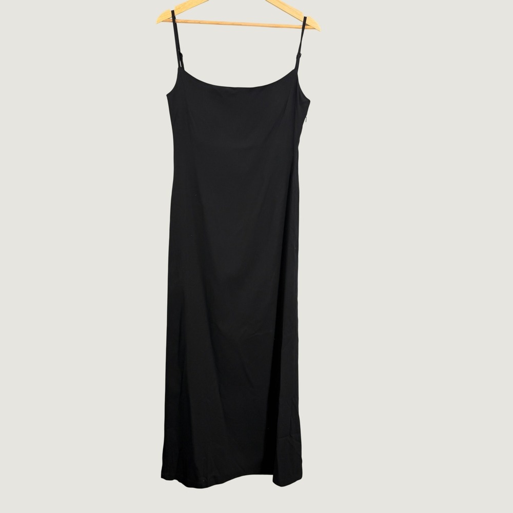 Musier Black Maxi Slip Dress Size Medium Stretch Minimalist Made in Portugal